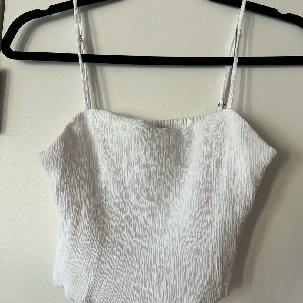 Abercrombie White Crinkle Crop Top